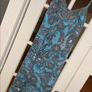 MT Collection Teal and Gray Paisley Maxi Dress